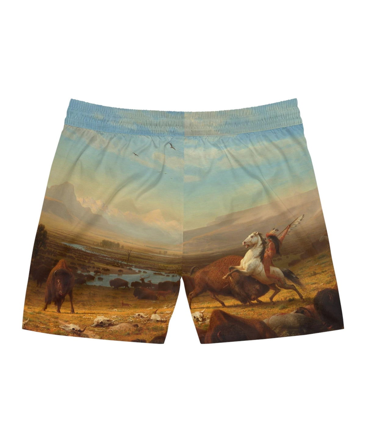 Art Print Swim Shorts | The Last of the Buffalo by Bierstadt